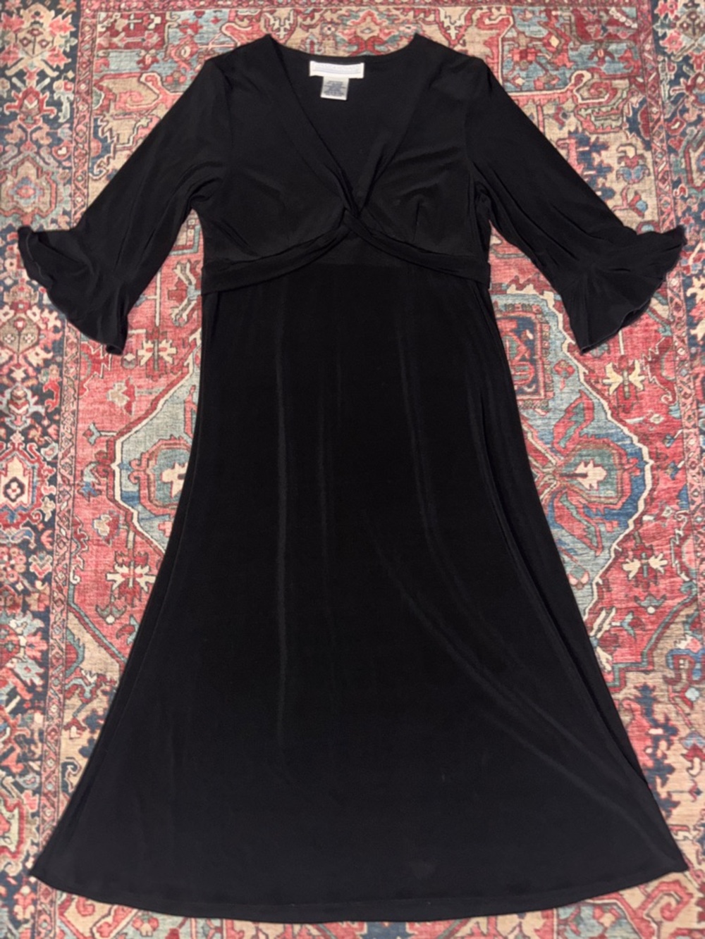 Jessica Howard Sz 14 Classic Black V-Neck Midi Dress